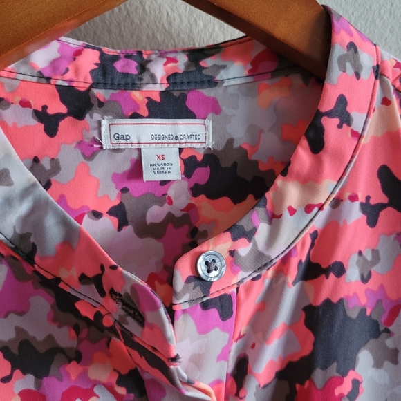 Gap Neon Camo button up shirt dress Women's XS bright multi colored - Picture 3 of 7